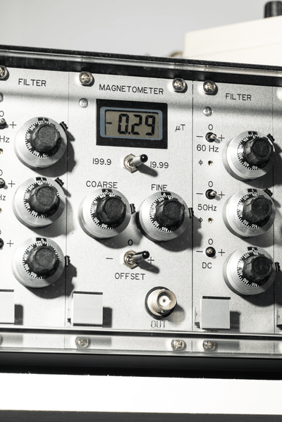 Knobs of a machine called a magnetometer